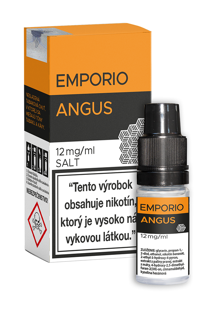 E-liquid Emporio Salt 10ml / 12mg: Angus (Tabak s orieškom a kávou)