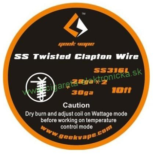 GeekVape SS Twisted Clapton TC Wire (28GAx2/Twisted+30GA) 3m