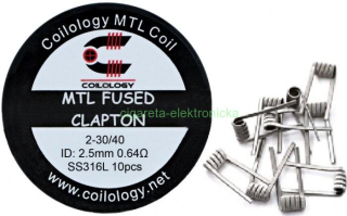 Coilology predmotané špirálky MTL Fused Clapton SS316L 0,64ohm