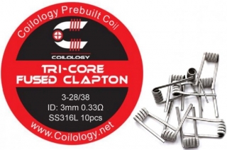 Coilology predmotané špirálky Tri-Core Fused Clapton SS316 0,33ohm